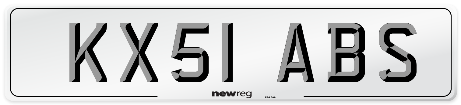 KX51 ABS Number Plate from New Reg